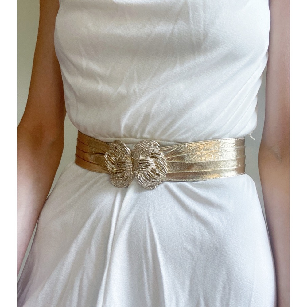 Vintage Gold Leather Belt Small